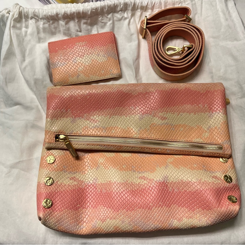 Hammitt Pink Himalayan Snake print VIP and matching card holder wallet